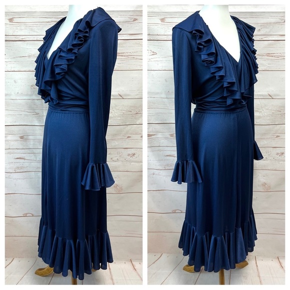 Vintage Retro Miss Elliette Ruffle Midi Dress - Picture 5 of 10